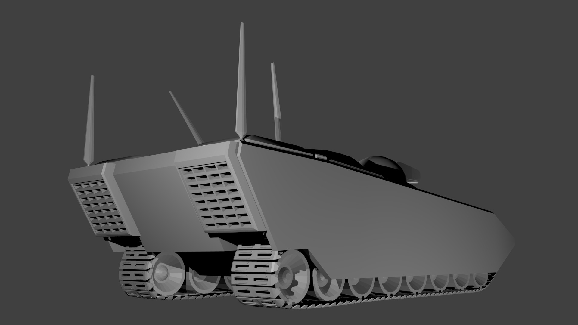 I kept the treads fairly simple, though they still need a tiny bit more work, as they're currently free-floating apart from each other.
				