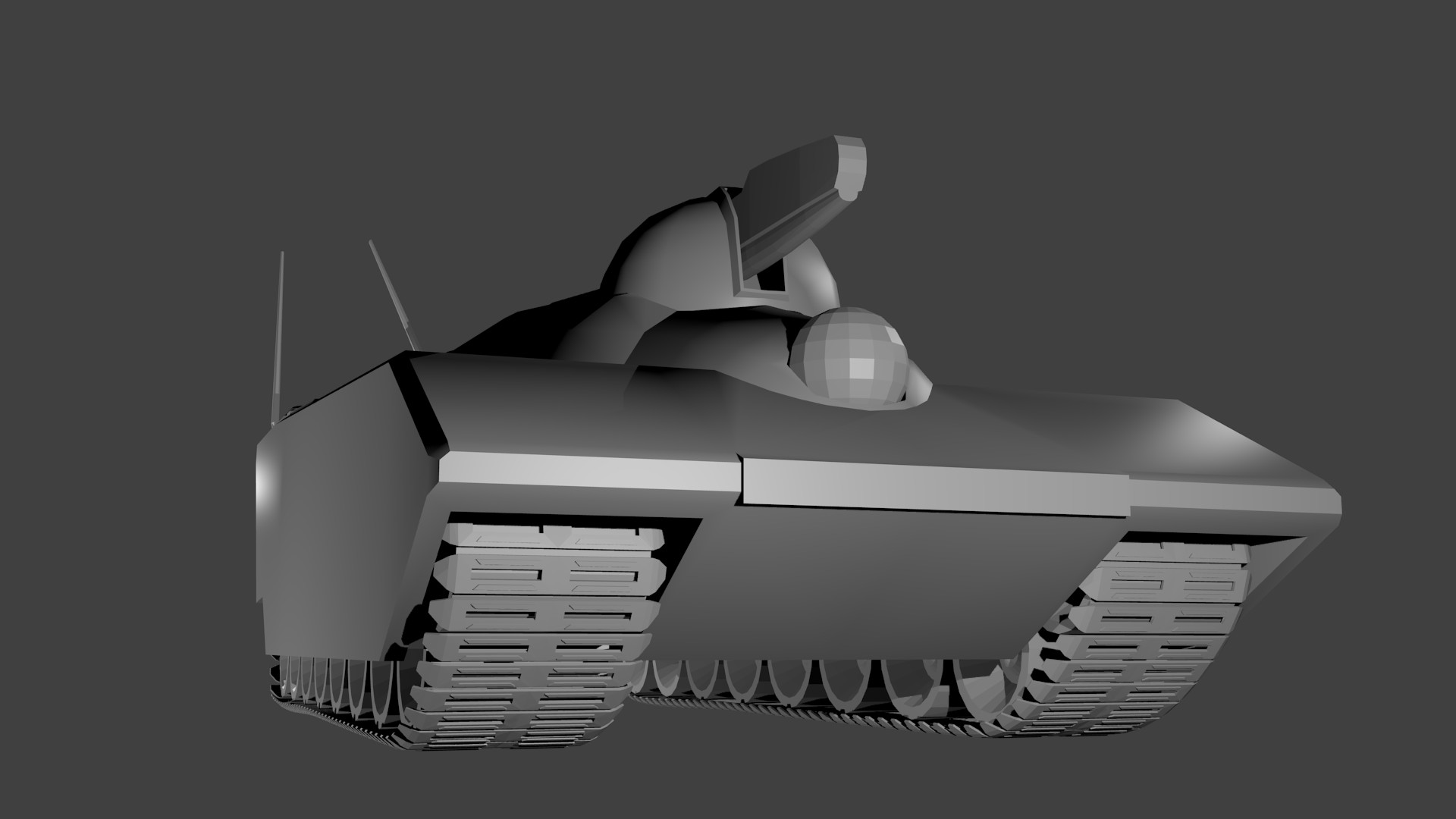 The Alliance MBT features two forward cannons, the primary one of which I've had some inner debate on how much it should be sized up or down.  The few reference shots of it have it varying in length and thickness, but after sitting with it at the smaller scale for a bit, I've decided I think it looks better at the current, bigger size.
				